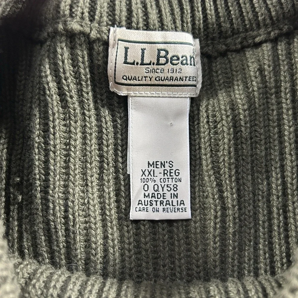 LL Bean Sweater Mens XXL Olive Cotton Chunky Knit Crewneck Australia‎ Heritage